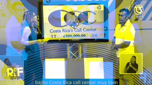 La Rueda de la Fortuna Canal 13. A supervisor at Costa Rica's Call Center wins 3,000,000 colones awa