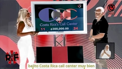 La Rueda de la Fortuna Canal 13. A supervisor at Costa Rica's Call Center wins 3,000,000 colones rew