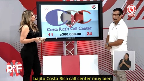 La Rueda de la Fortuna Canal 13. A supervisor at Costa Rica's Call Center wins 3,000,000 colones